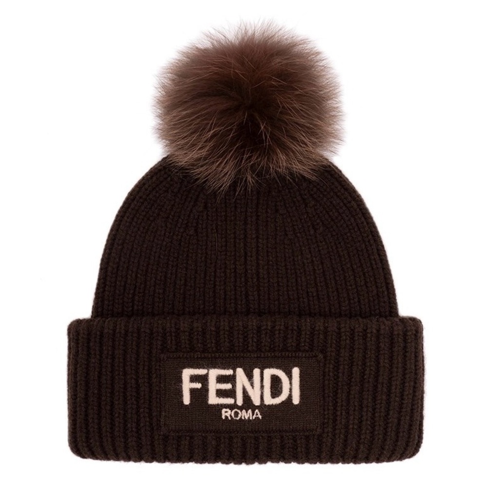 FENDU Pom Pom wool beanie hat